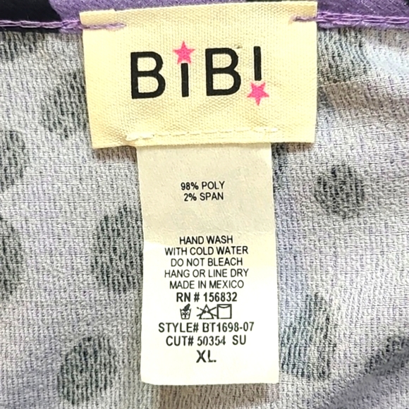 Bibi Purple Top with Black Polka-dots & Bubble Sleeves, Size XL - Picture 9 of 10